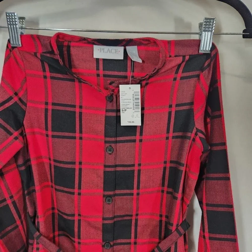 The Children's Place Girls Buffalo Plaid Shirt Dress‎ in Red - Size Small (5/6)